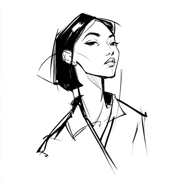 Ink Fashion Illustration Asian Style Abstract Art
