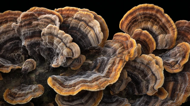 Turkey Tail Chaga Mushroom Closeup Organic Texture