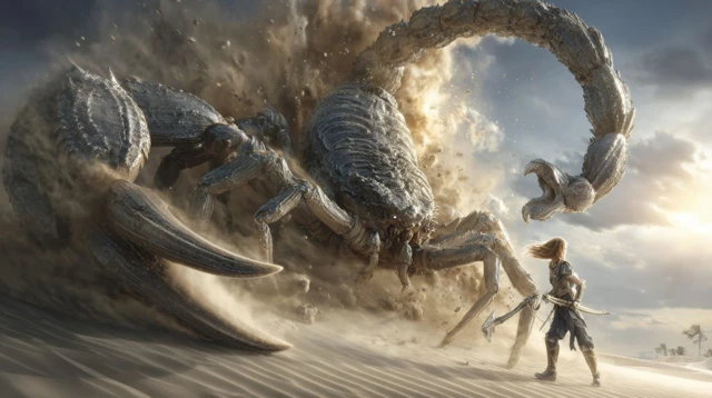 Giant Scorpion vs Warrior Desert Battle