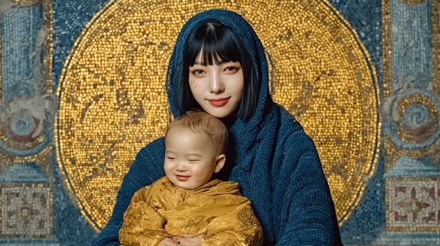 Mother and Son Portrait Modern Charm