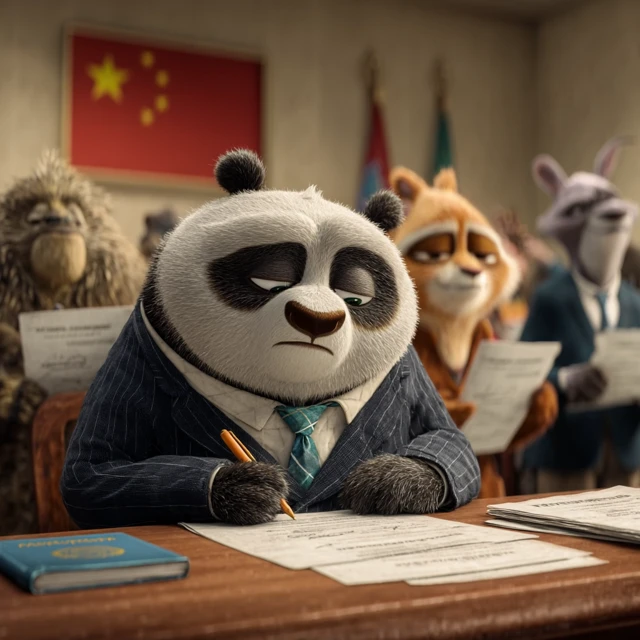 Panda Filling Out Forms: 3D Pixar Animation