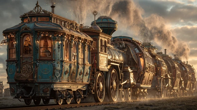 Fantasy Steam Circus Train A Hyper Realistic Photo