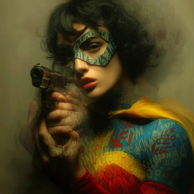 Superheroine with Gun Comic Book Style