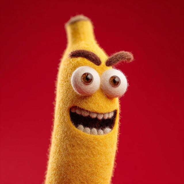 Pixar Style Banana Cartoon with Googly Eyes