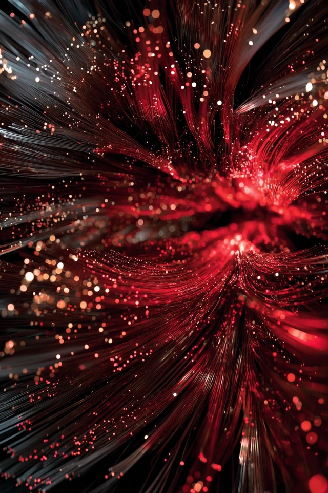 Red Optical Fiber Background Minimalist Design