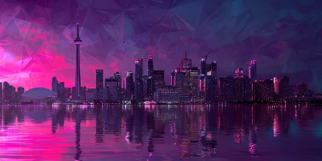 Synthwave Toronto Skyline: Cinematic Cityscape