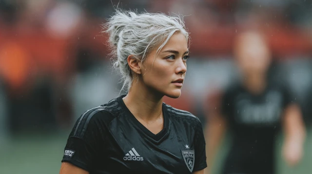 Asian Female Soccer Player with White Hair