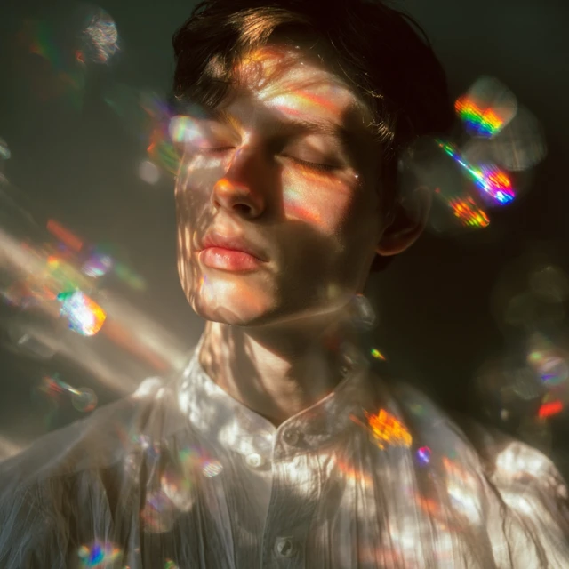 Prism Light Portrait Dreamy Serene Man