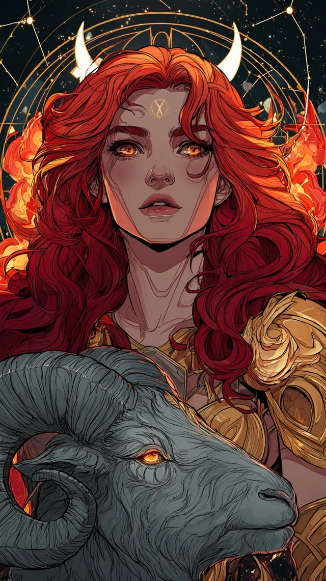 Aries Celestial Tarot Portrait of a Fierce Woman