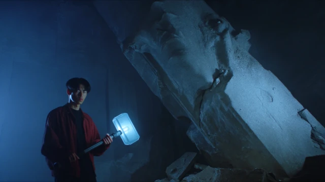 Asian Man with Glowing Plunger Fantasy Art