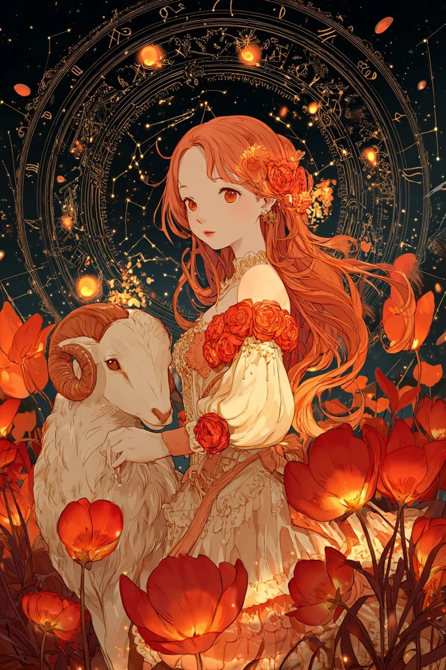 Anime Girl Aries Zodiac Fantasy Art