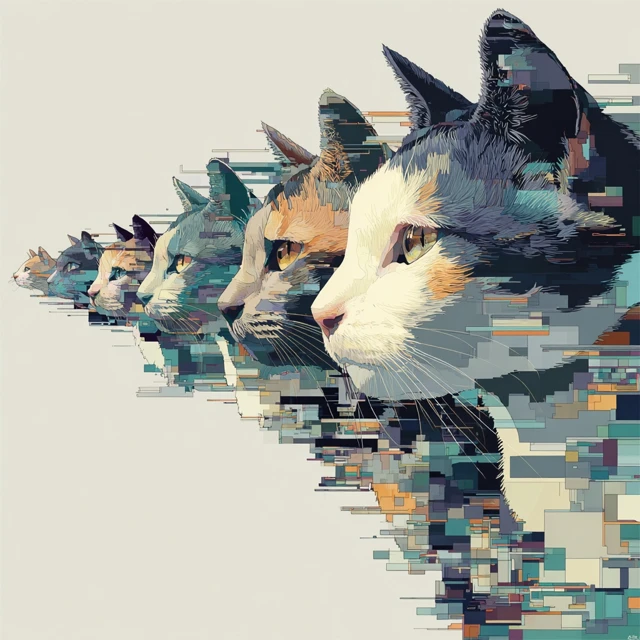 Cat With Glasses Abstract Art