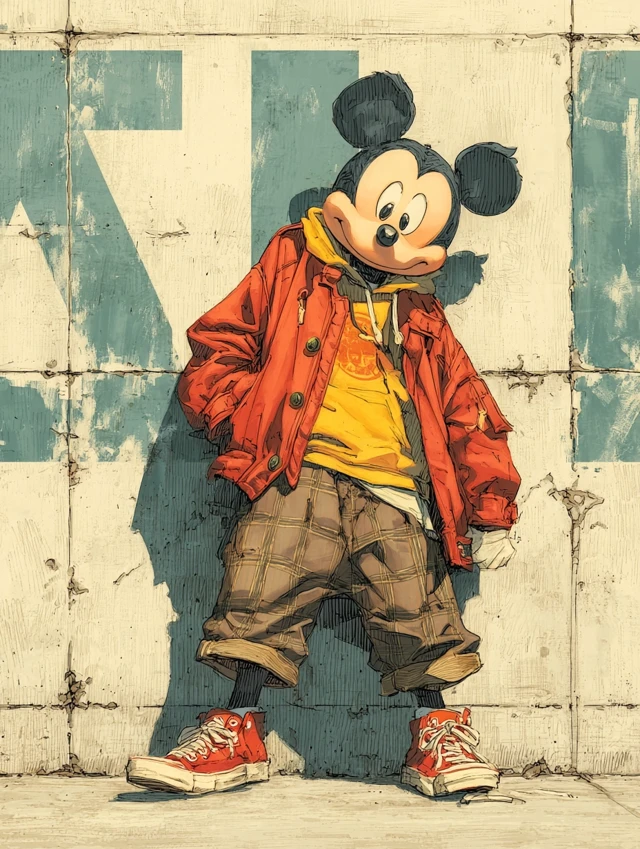 Mickey Mouse OOTD Retro Manga Poster