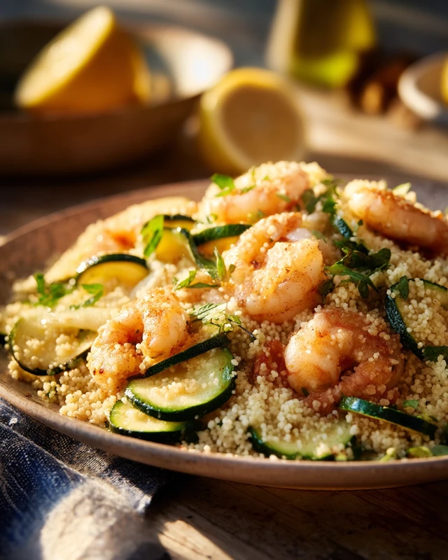 Cous Cous Gamberi e Zucchine A Mediterranean Seafood Dish