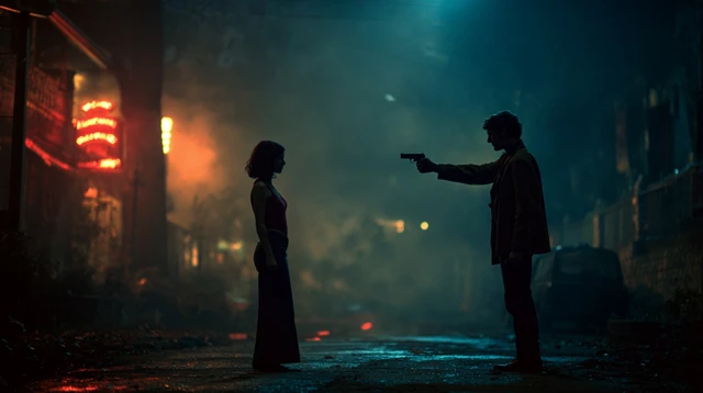 Duel at Dusk Night Noir Scene