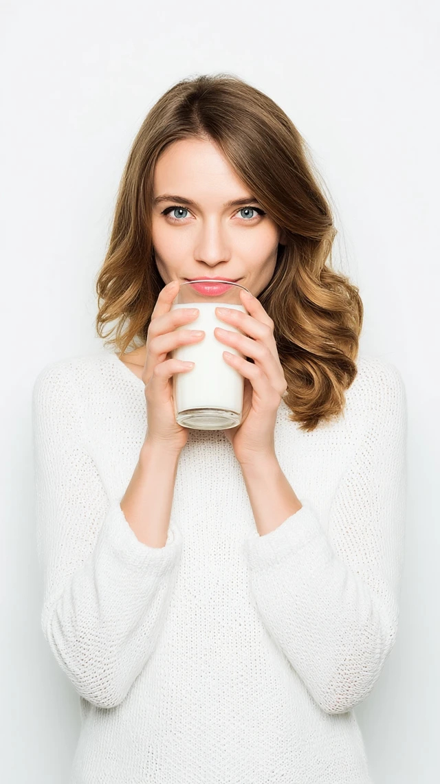 Young Woman Enjoying Milk Lifestyle Model