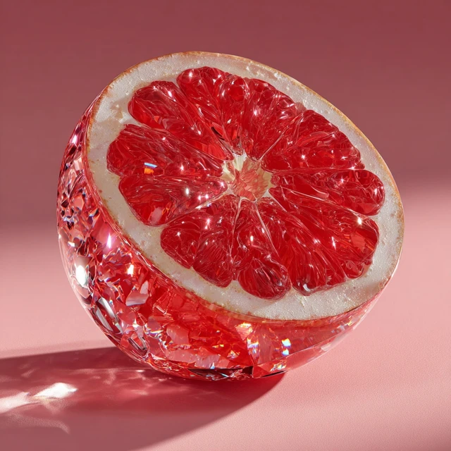 Glass Grapefruit Hyperrealistic Photo with Dispersion