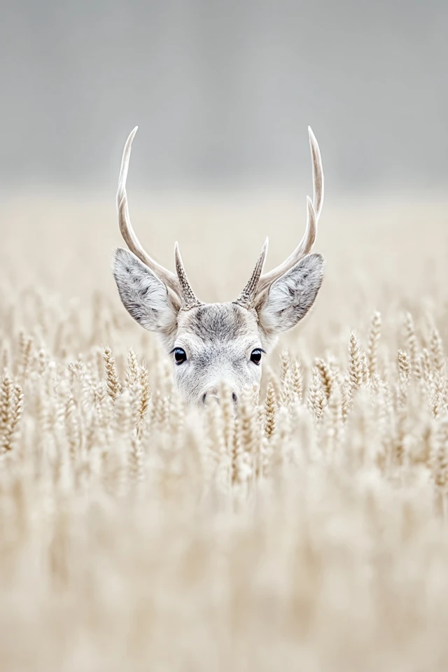 Stag in Wheat Field Wildlife Photography