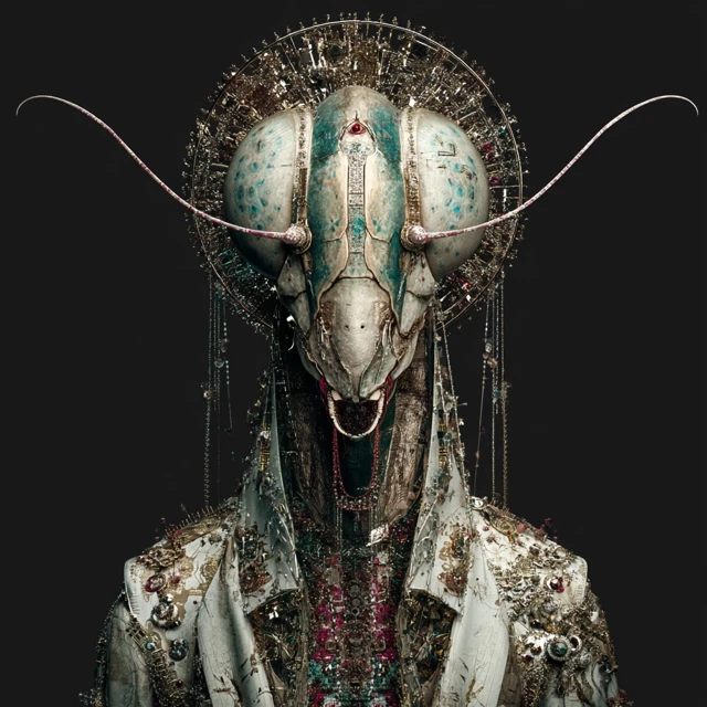 Futuristic Praying Mantis Queen Hybrid Portrait