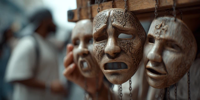 Drama Masks at Puerto Rican Rally Ponce