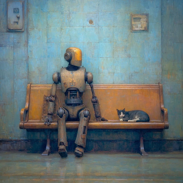 Android Waiting Room Impressionist Painting