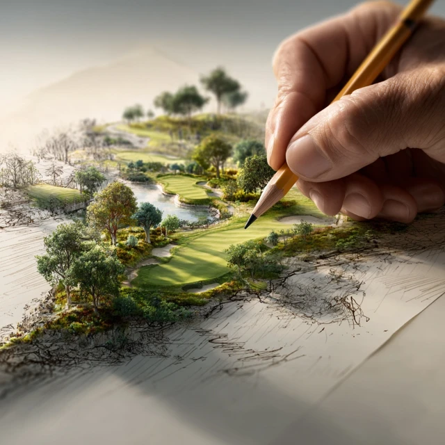 Magical Golf Course Sketch 3D Transformation