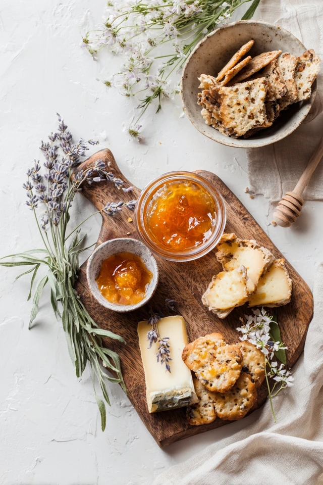 Sophisticated Cheese Board with Peach Lavender Jam