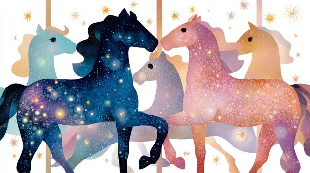 Dreamy Carousel Horses Galaxy Art