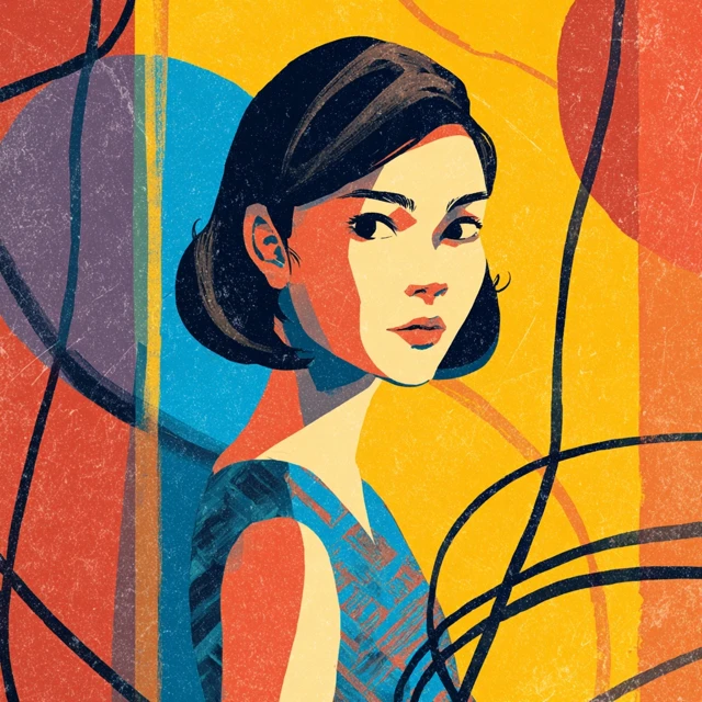 Abstract Portrait Bold Colors and Lines