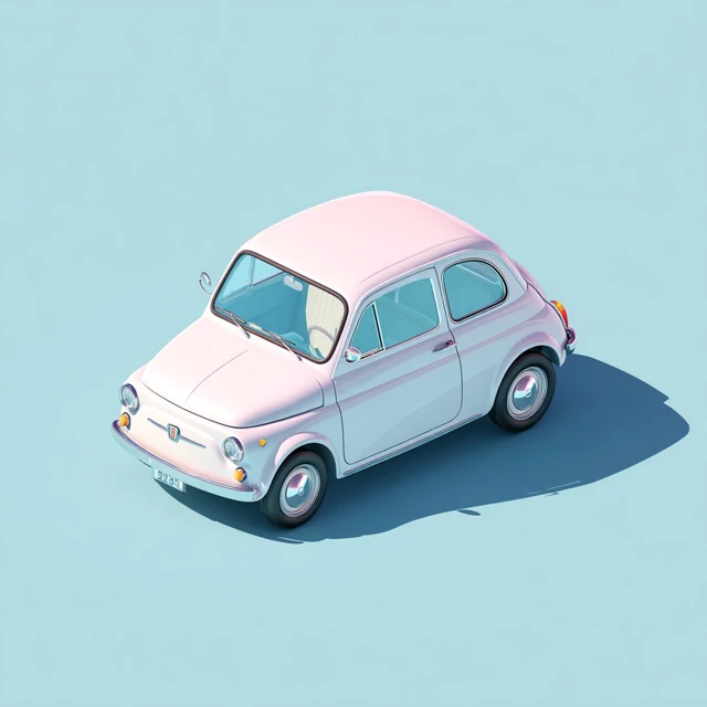 Minimalist 3D White Car Isometric View Modern Design