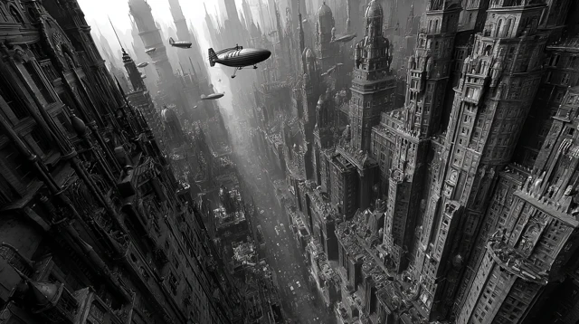 Steampunk Metropolis in a Canyon
