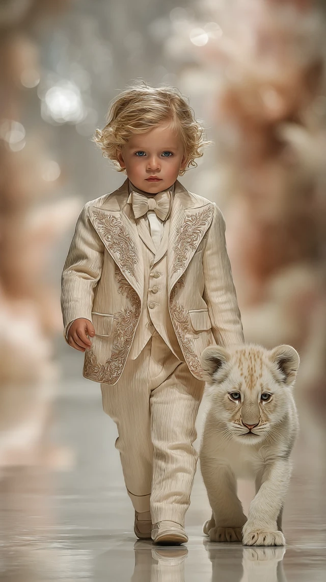 Baby Leo and White Lion Cub on Runway