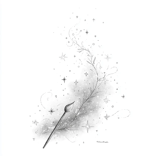 Dreamy Paintbrush Illustration with Sparkles