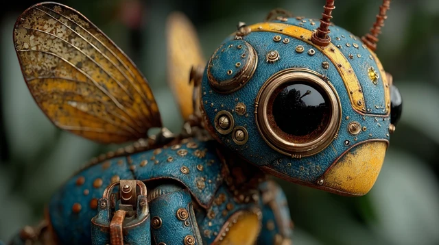 Steampunk Fairy Creature Metal Glass Insect Art