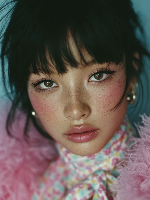 Asian Woman Makeup Look with Winged Eyeliner