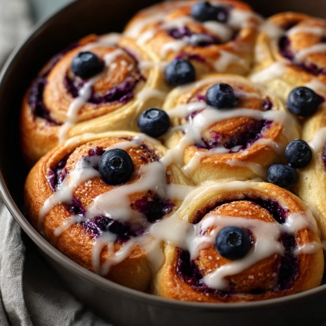 Fresh Baked Blueberry Sweet Rolls with Icing