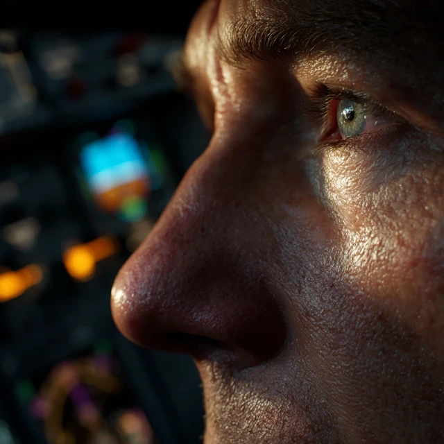 Breaking News Photo Realistic Portrait in Cockpit