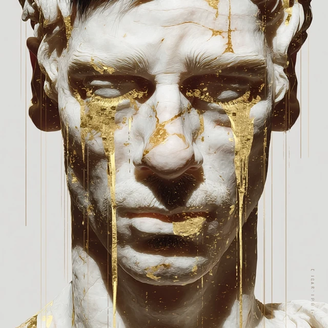 Marble Statue with Golden Tears Digital Art