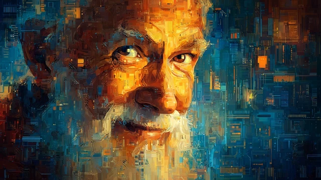 Cybernetic Santa Claus Smiling Futurism Art