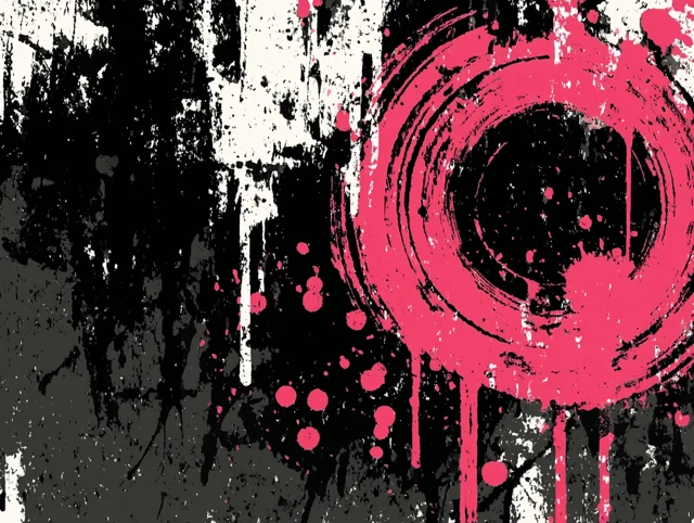Pink Portal Abstract Art on Black Background