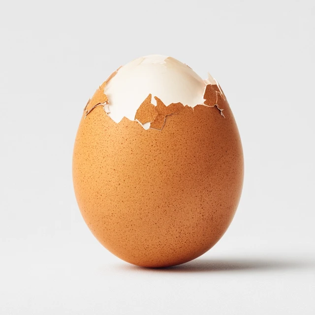 Realistic Brown Egg Peeling Photorealistic