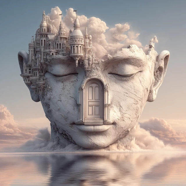 Surreal Stone Face Castle Door to Another World