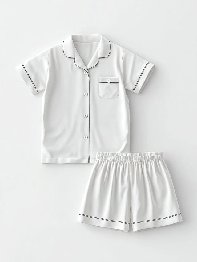 Toddler Pajama Set Mockup White Cotton Flat Lay