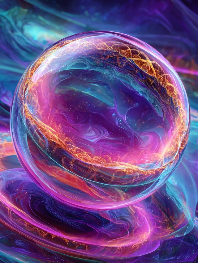Surreal Neon Orb in Pastel Cosmos