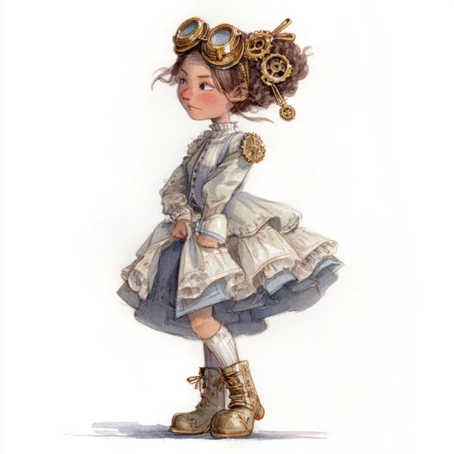 Steampunk Girl Watercolor Illustration