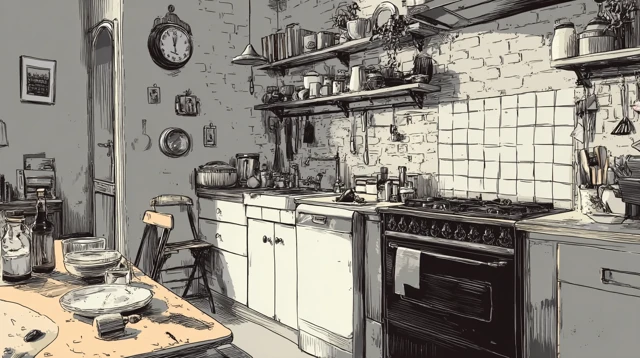Kitchen Illustration Sketch Style