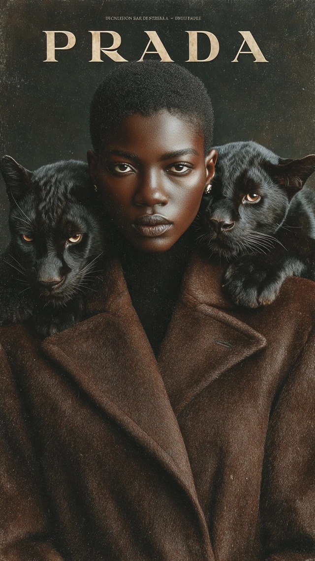 Prada Fashion Black Panther Woman Luxury Photo