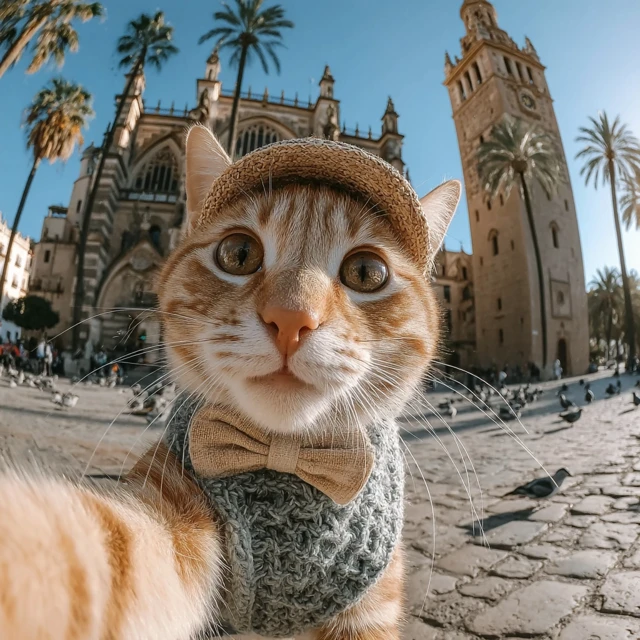 Stylish Cat Selfie in Seville Spain
