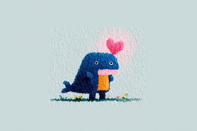 Adorable Blue Dolphin with Heart Art