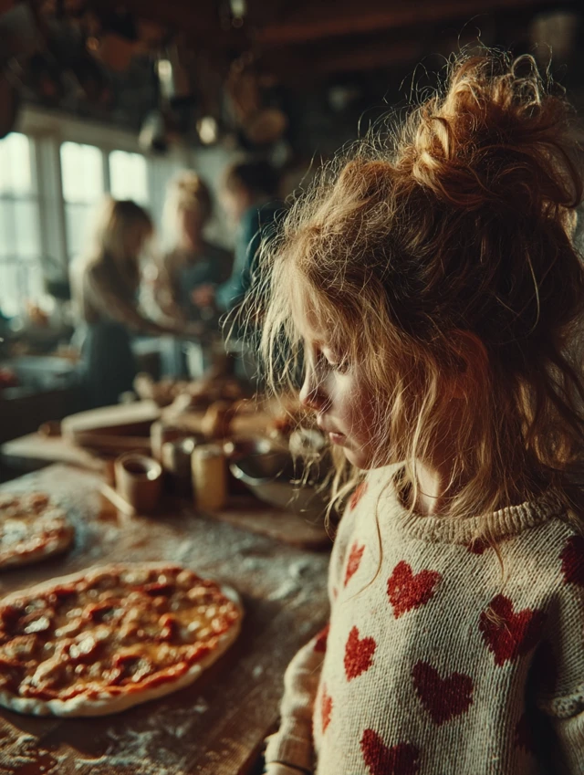 Girl Makes Pizza in a Cozy Kitchen